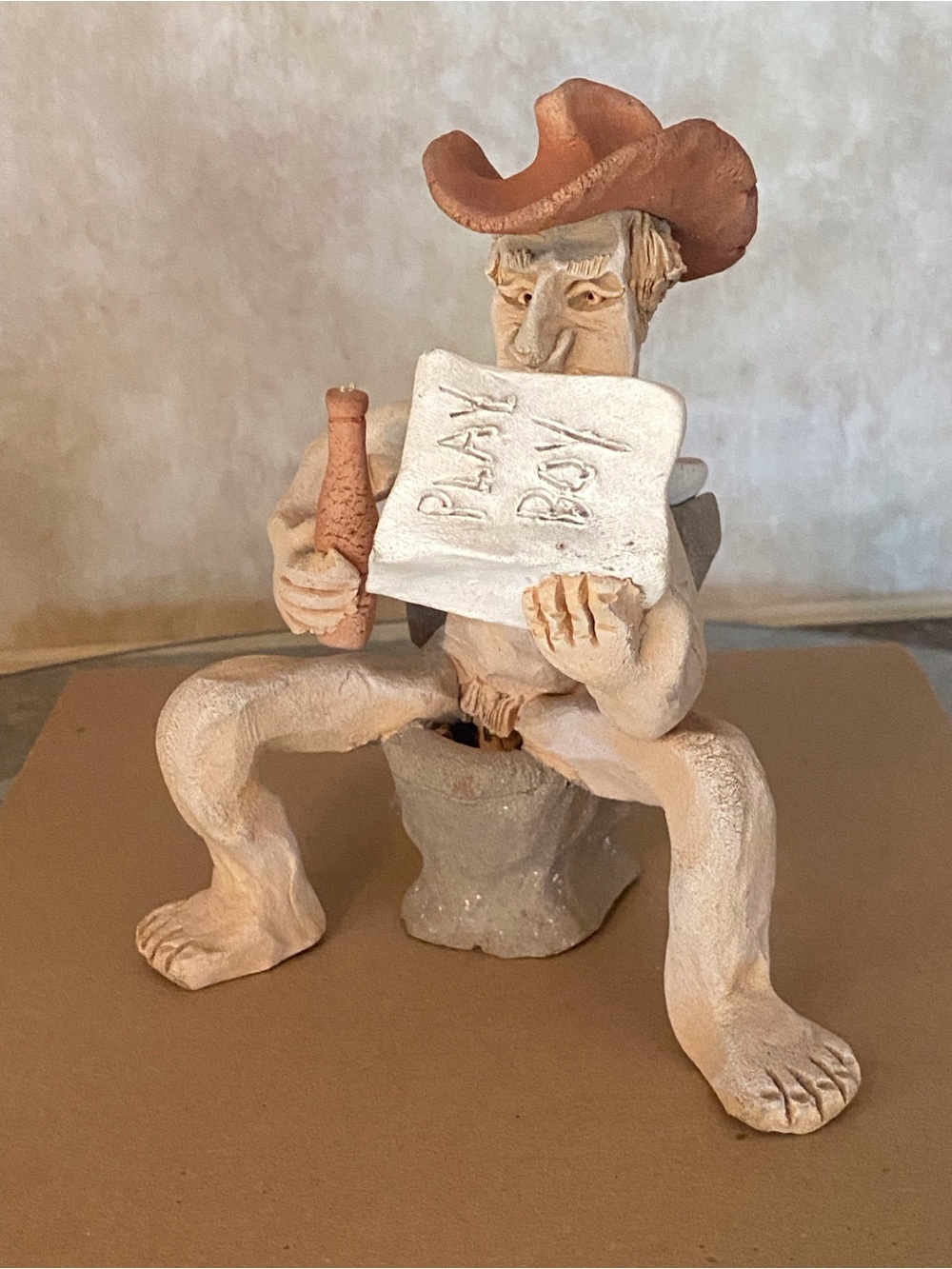 Handcrafted Ceramic Cowboy Sculpture by Tom Schoolcraft Vintage Folk Art - Picture 3 of 8